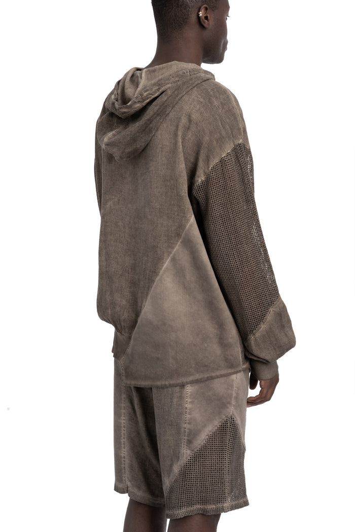 La Haine Inside Us | SS26 - Asymmetric hooded contrast sweater, Fango M1271