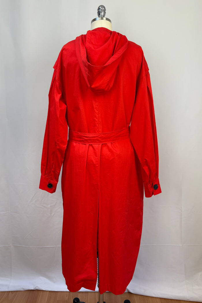 August Bright Red Coat with tie belt