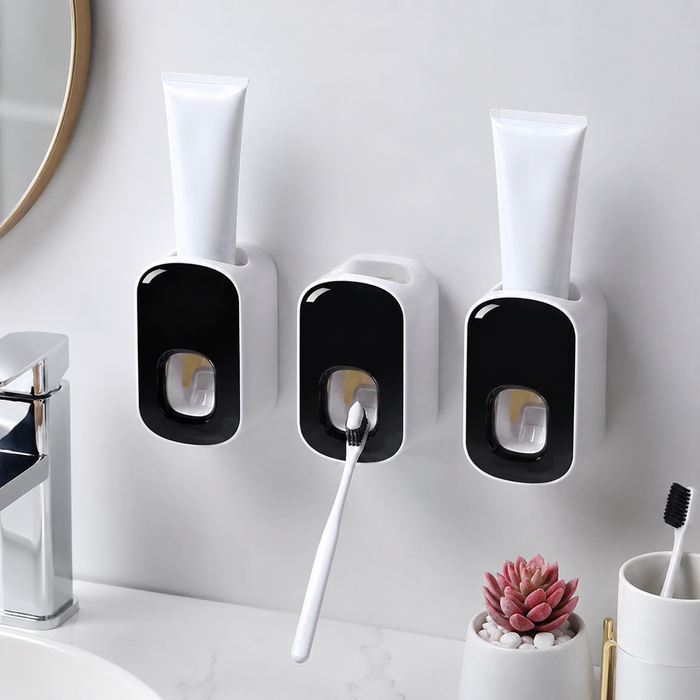 Automatic Toothpaste Dispenser Wall Holder Bathroom Set