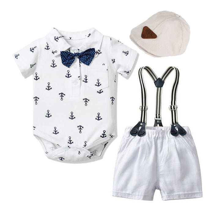 Baby Boy Gentleman Triangle Romper | Baby Boy Printed Romper