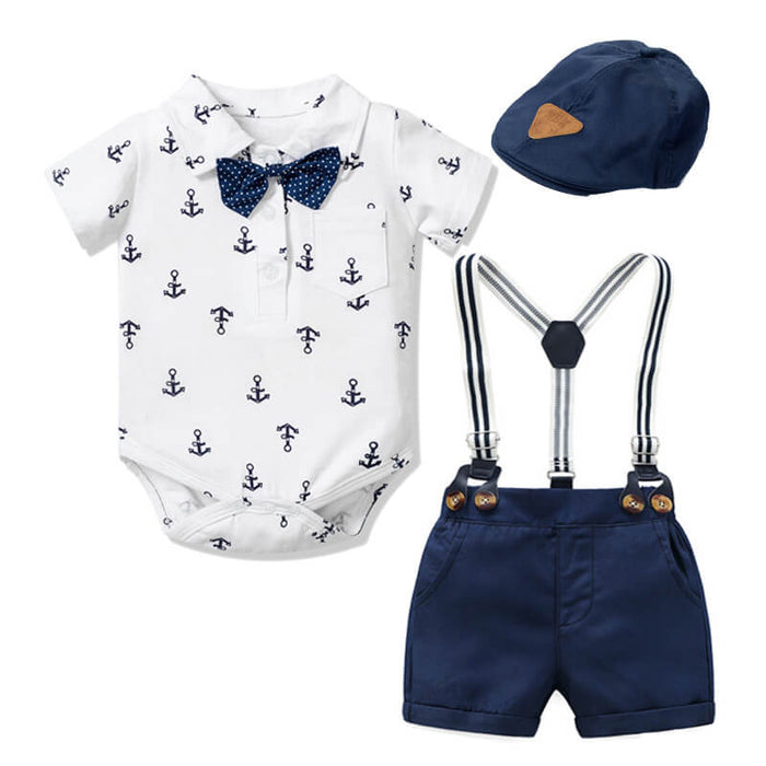 Baby Boy Gentleman Triangle Romper | Baby Boy Printed Romper