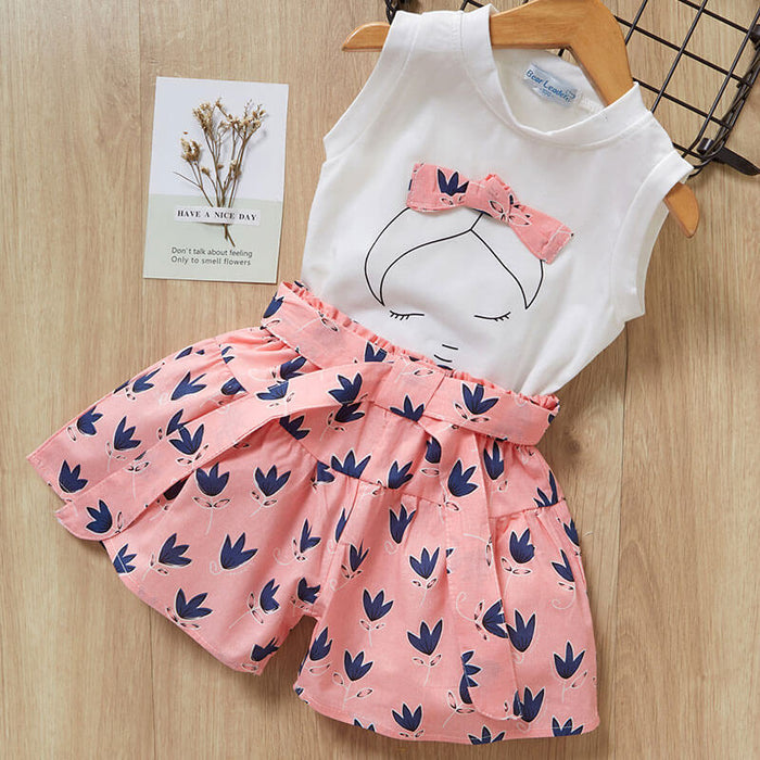 Baby Girl Short Sleeve T shirt And Pants Set | Baby Girl Clothes Set