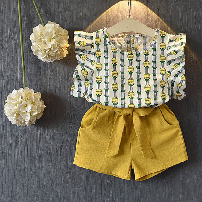 Baby Girl Short Sleeve T shirt And Pants Set | Baby Girl Clothes Set