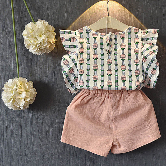 Baby Girl Short Sleeve T shirt And Pants Set | Baby Girl Clothes Set