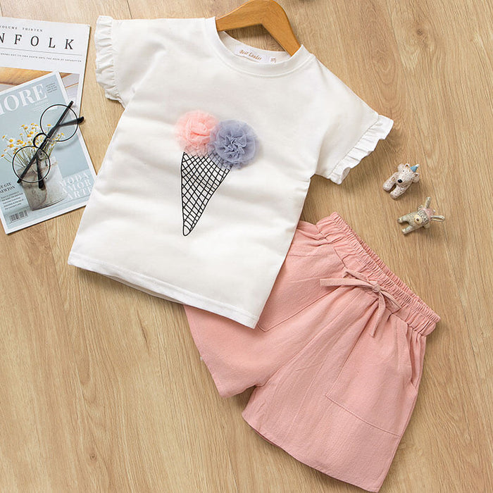 Baby Girl Short Sleeve T shirt And Pants Set | Baby Girl Clothes Set