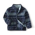 Baby Polar Fleece Jacket Navy Blue Striped | Baby Stand Collar Jacket