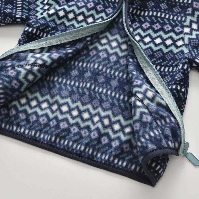 Baby Polar Fleece Jacket Navy Blue Striped | Baby Stand Collar Jacket