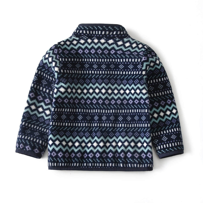 Baby Polar Fleece Jacket Navy Blue Striped | Baby Stand Collar Jacket