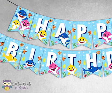 Baby Shark Happy Birthday Banner
