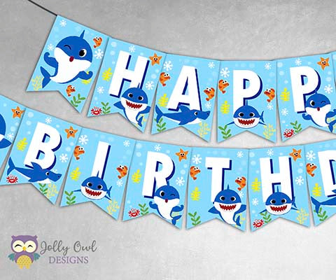 Baby Shark Happy Birthday Banner
