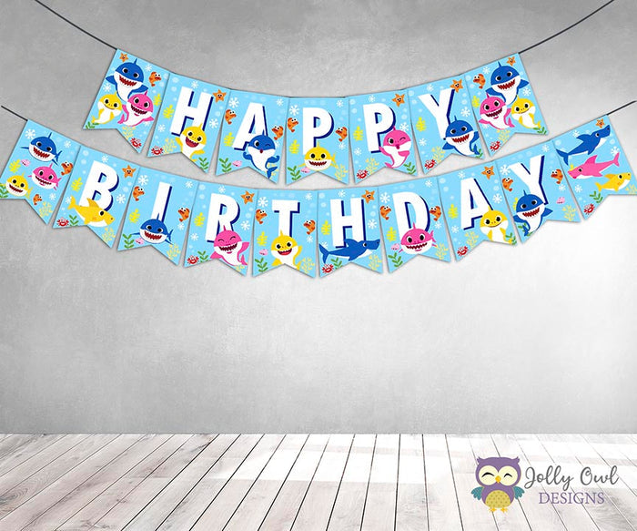 Baby Shark Happy Birthday Banner