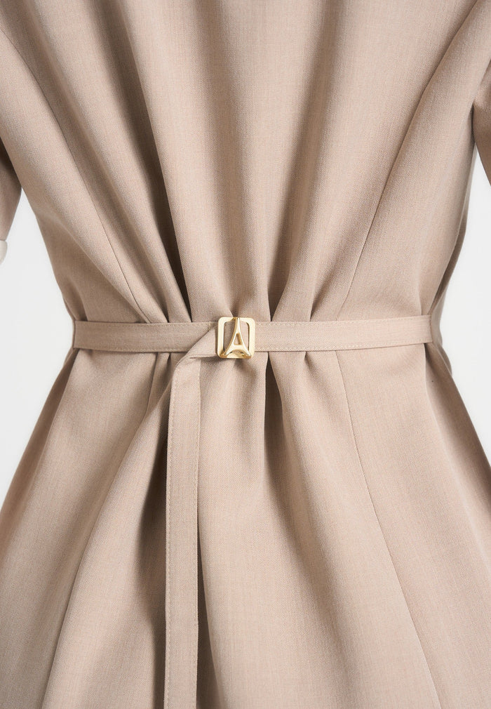 baya-tailored-cinch-waist-pleated-blazer-dress-beige
