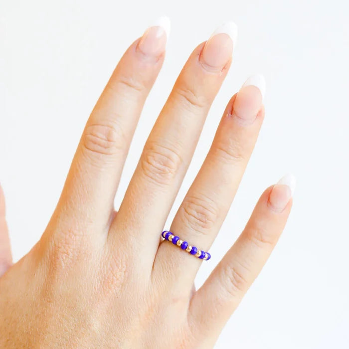 Beaded Blondes Royal Blue beaded ring