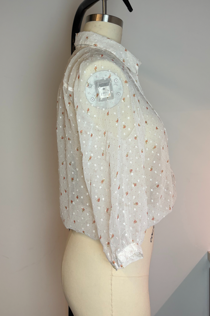 Begum Sheer Floral Pintucked Blouse