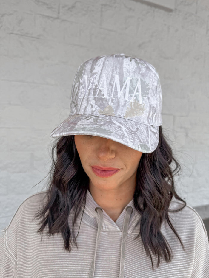 Beige & Grey Camo Print Mama Hat