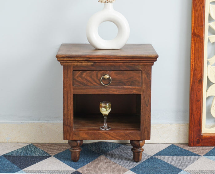 Belgium Solid Wood Bedside Table - Furniselan - Teak-Finish