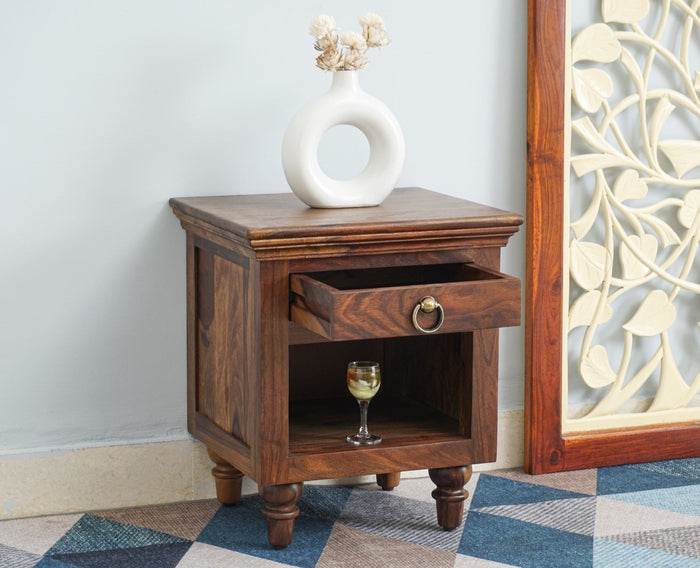 Belgium Solid Wood Bedside Table - Furniselan - Teak-Finish
