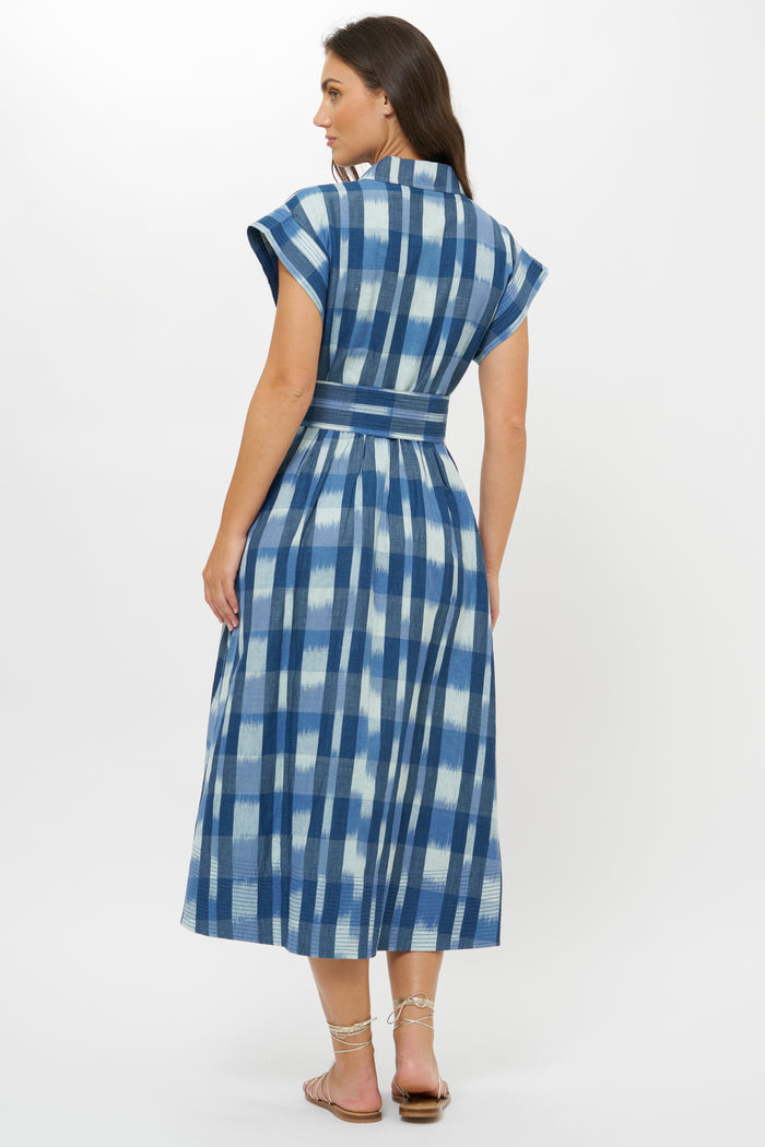 Belted Shirt Dress- Beckett Navy