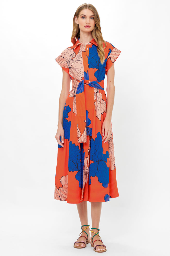 Belted Shirt Dress- Bora Bora Red