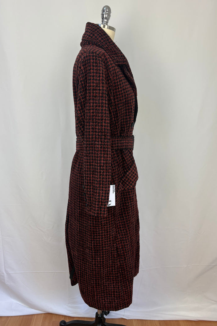 Belted Wool Houndstooth Coat