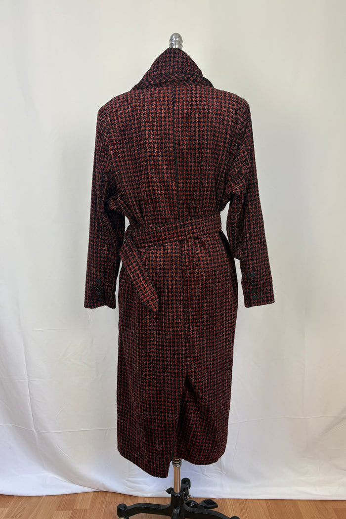 Belted Wool Houndstooth Coat