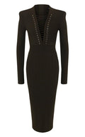 Balmain Lace - up Long Sleeve Midi Sweater Dress - Runway Catalog