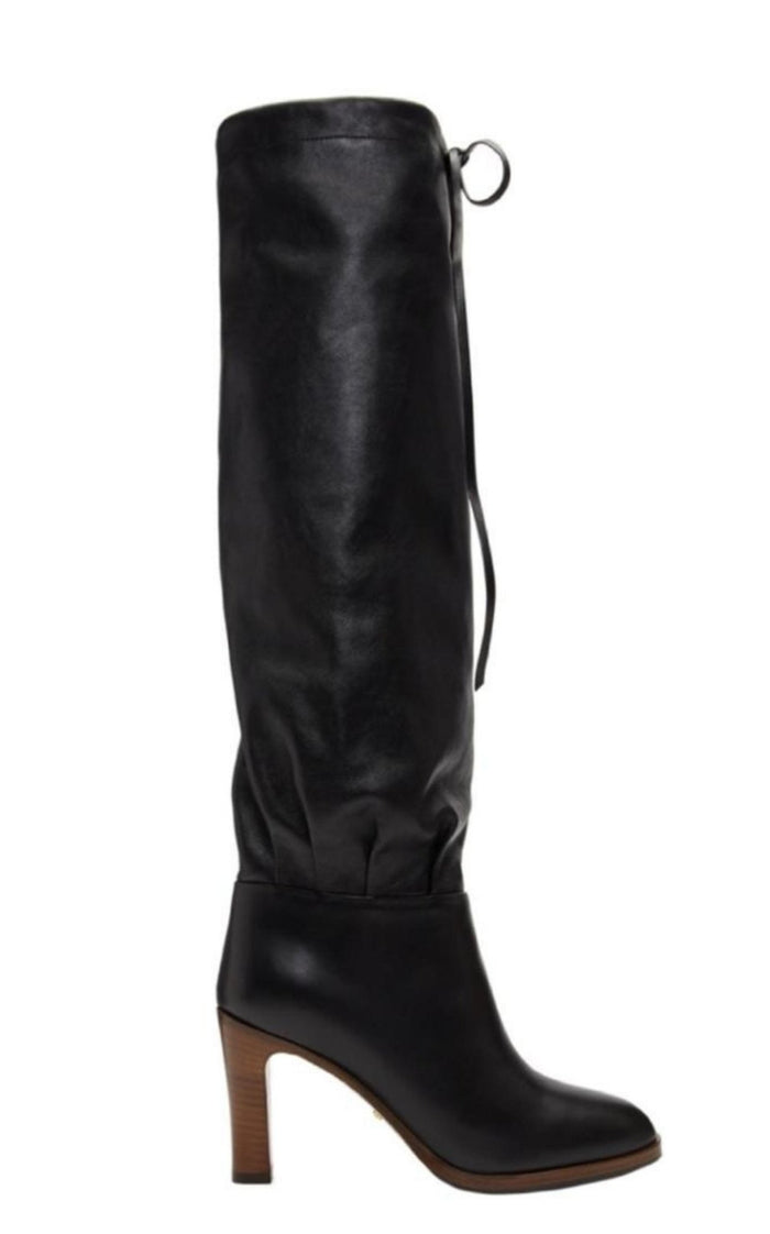 Gucci Black Leather Boots up to the Knee with Mid - heel - Runway Catalog