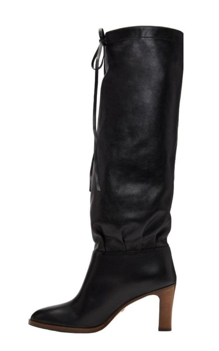 Gucci Black Leather Boots up to the Knee with Mid - heel - Runway Catalog
