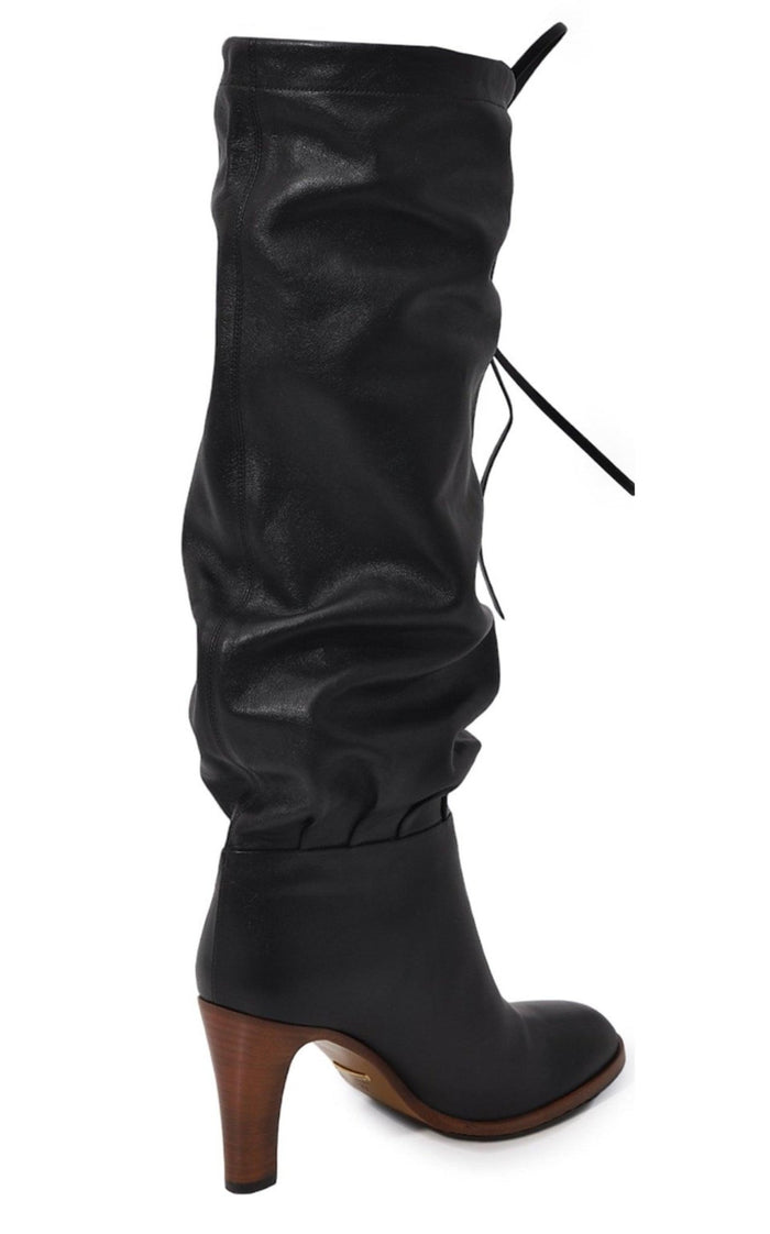 Gucci Black Leather Boots up to the Knee with Mid - heel - Runway Catalog