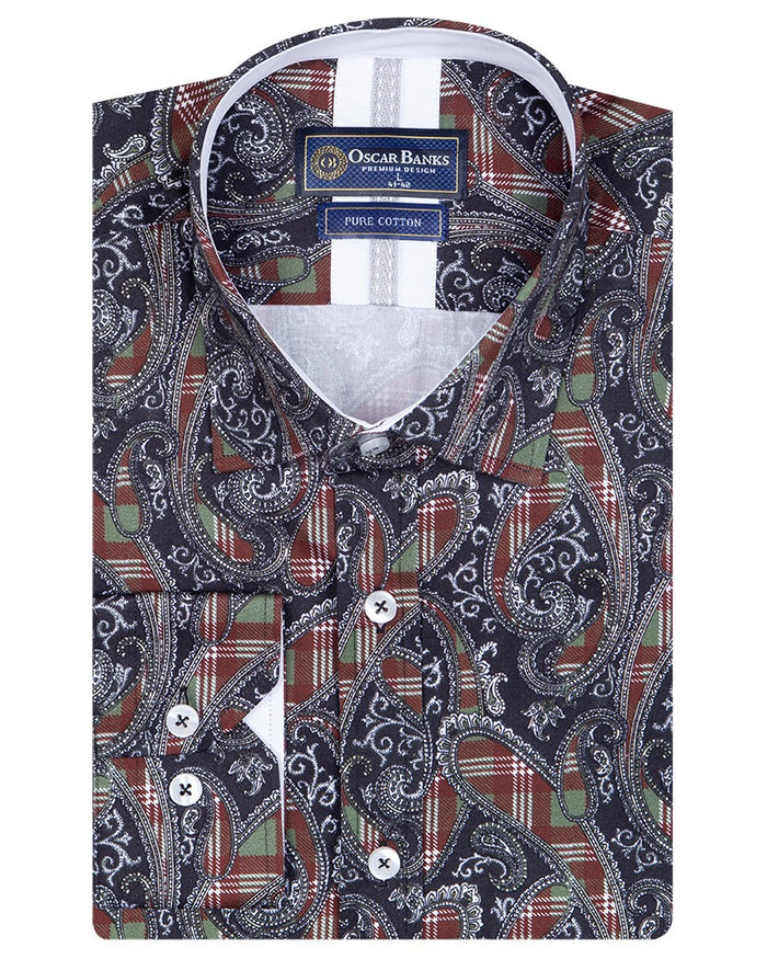 Black Paisley Print with Matching Handkerchief-Makrom