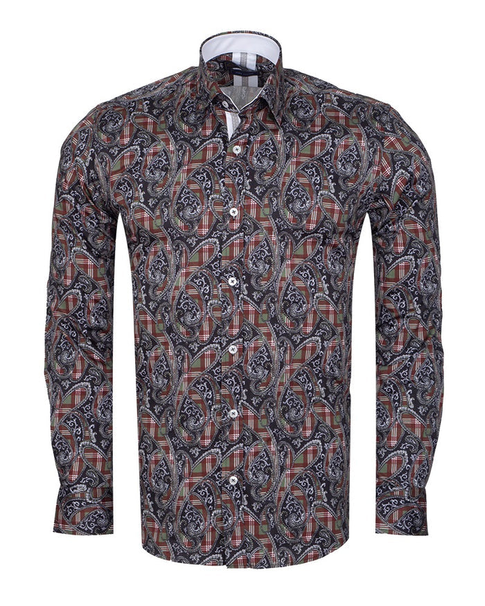 Black Paisley Print with Matching Handkerchief-Makrom