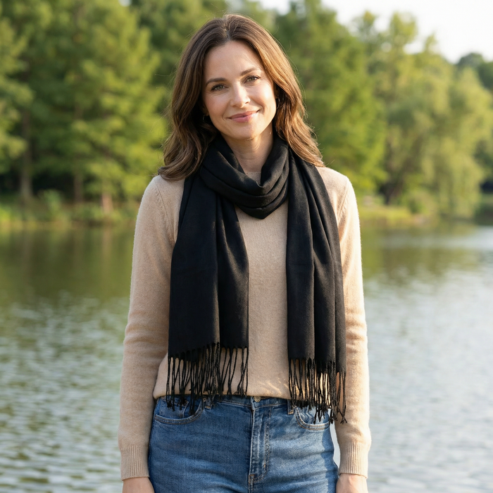 Black Pashmina Style Classic Scarf
