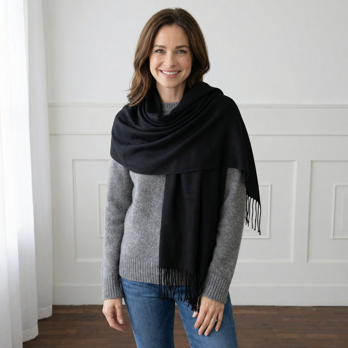 Black Pashmina Style Classic Scarf