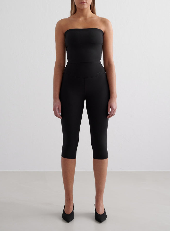 Black Sense Capri Tights & Tube Bralette Set