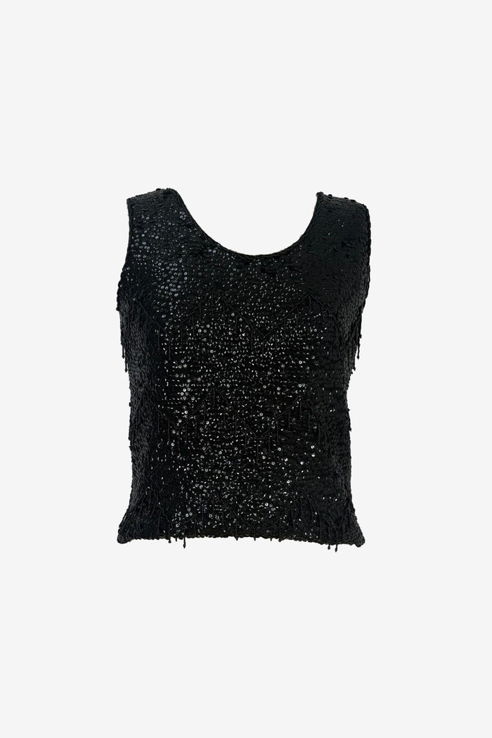 Black sequined Go Go top