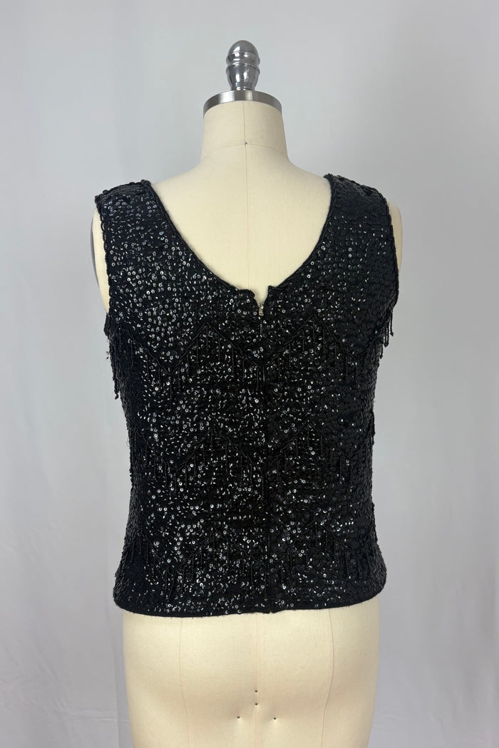 Black sequined Go Go top