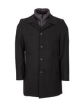 Black Single-Breasted Overcoat with Removable Quilted Inner Layer-Makrom