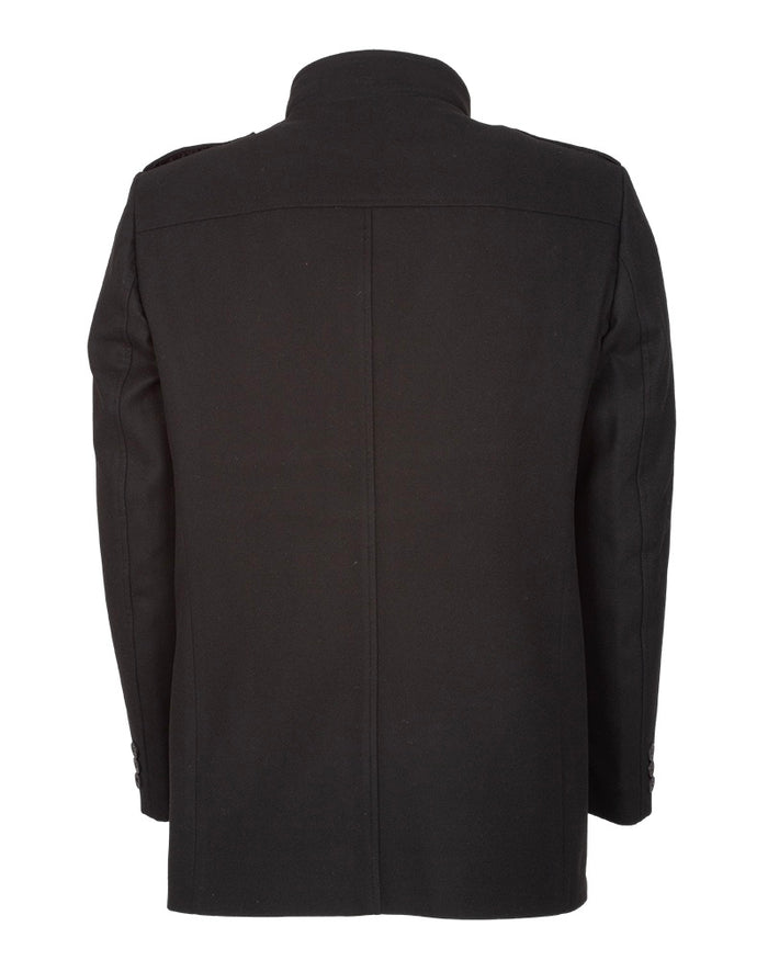 Black Single-Breasted Overcoat with Removable Quilted Inner Layer-Makrom