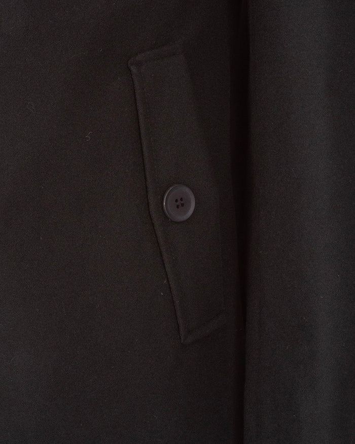 Black Single-Breasted Overcoat with Removable Quilted Inner Layer-Makrom