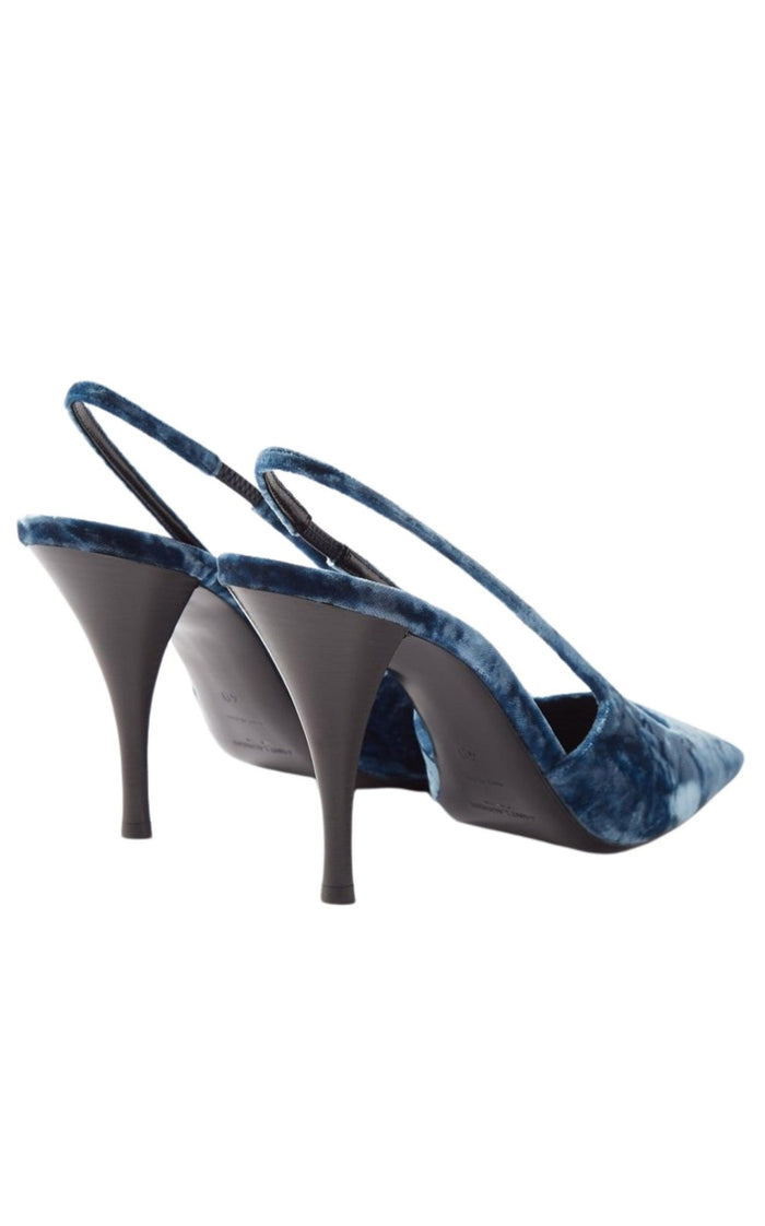 Saint Laurent Blade 90 Velvet Slingback Pumps - Runway Catalog