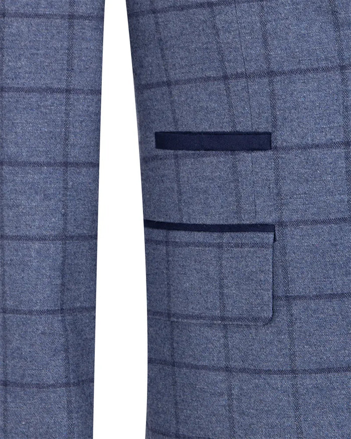 Blue 3 Piece Check Suit-Makrom