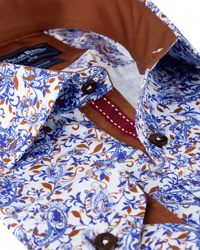 Blue Floral Print with Matching Handkerchief-Makrom