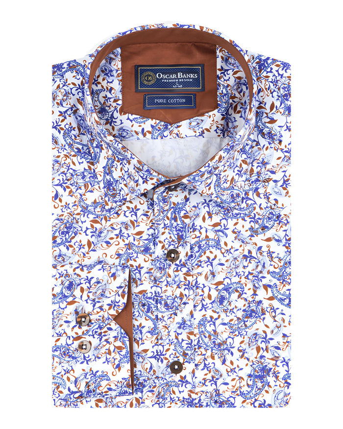 Blue Floral Print with Matching Handkerchief-Makrom