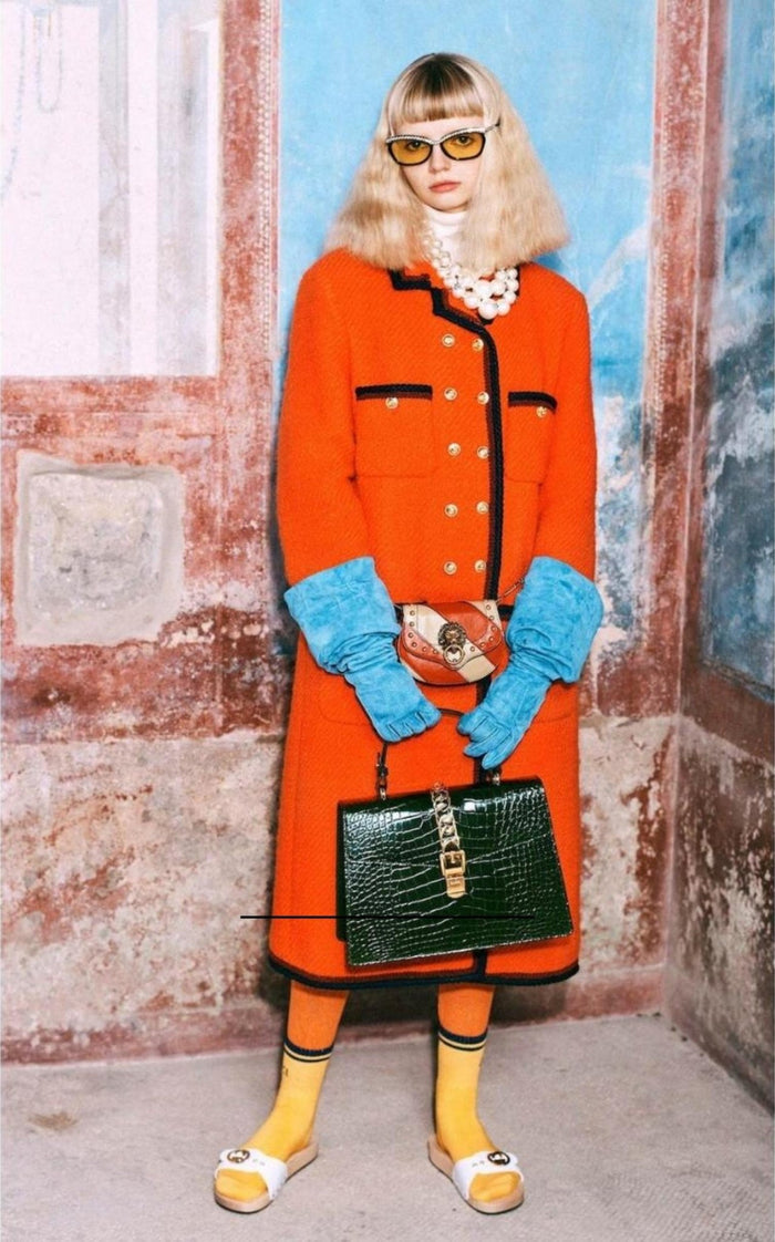Gucci Blue Suede Gloves with Giglio - Runway Catalog