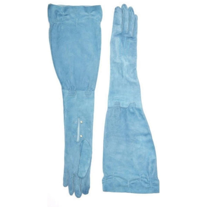 Gucci Blue Suede Gloves with Giglio - Runway Catalog