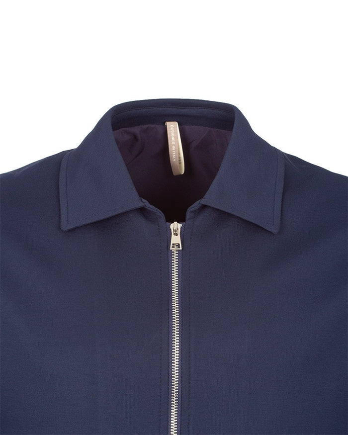 Blue Zip-Up Jacket with Classic Collar-Makrom