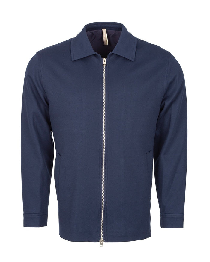 Blue Zip-Up Jacket with Classic Collar-Makrom