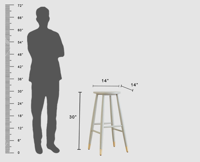 Boston Solid Wood Kitchen Bar Stool Furniselan Cool-Grey