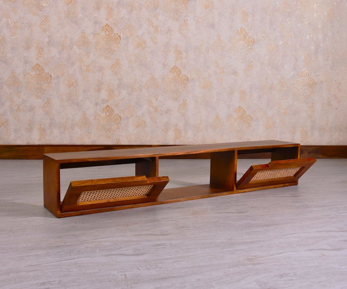 Boston Solid Wood Wall Mounted TV Unit Cabinet - Tv Cabinet - Furniselan - Brown-Finish