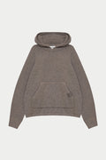 BOUCLE KNIT HOODIE - BROWN